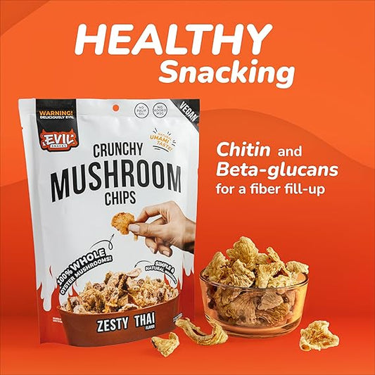 EVIL SNACKS Crunchy Mushroom Chips - Zesty Thai Flavor: A Flavorful Snack Adventure