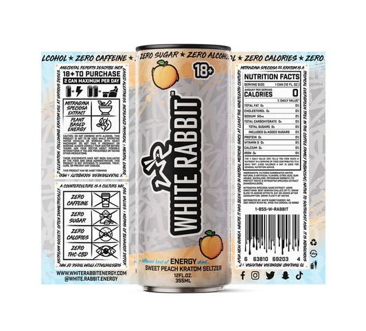 Peachy Keen and Feeling Fine: Dive into White Rabbit Sweet Peach Kratom Seltzer