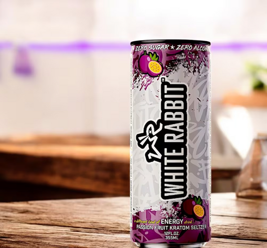 Escape to Paradise with White Rabbit Passion Fruit Kratom Seltzer