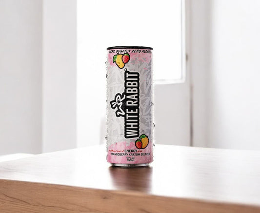 Embrace the Zest: A Dive into White Rabbit Energy Mango Berry Kratom Seltzer