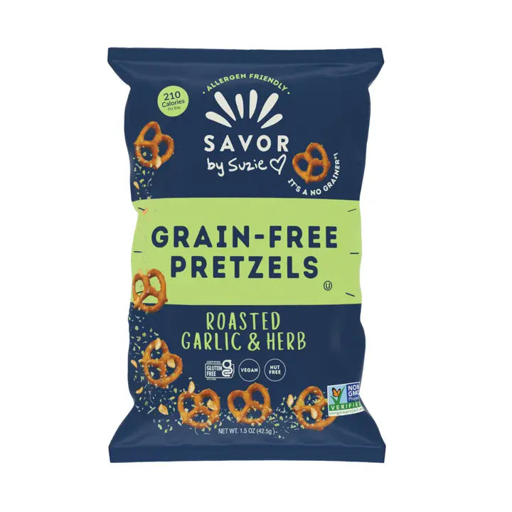 Roasted Garlic & Herb Grain Free Pretzels Mini Bags